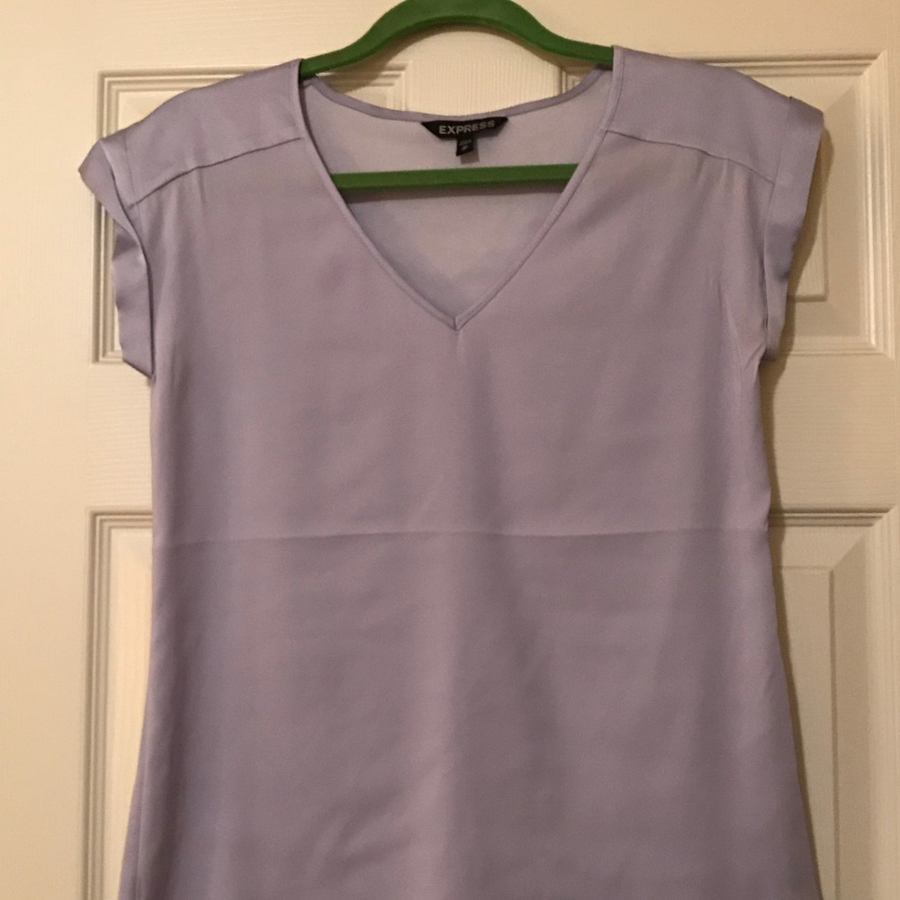 EXPRESS Silk V-Neck Rolled Sleeve